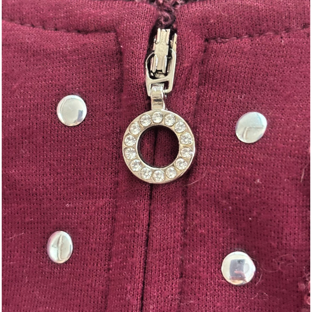 Cathy Daniels Burgundy Boucle Full Zip Cardigan Sweater Studded Plus 2X - Picture 5 of 12